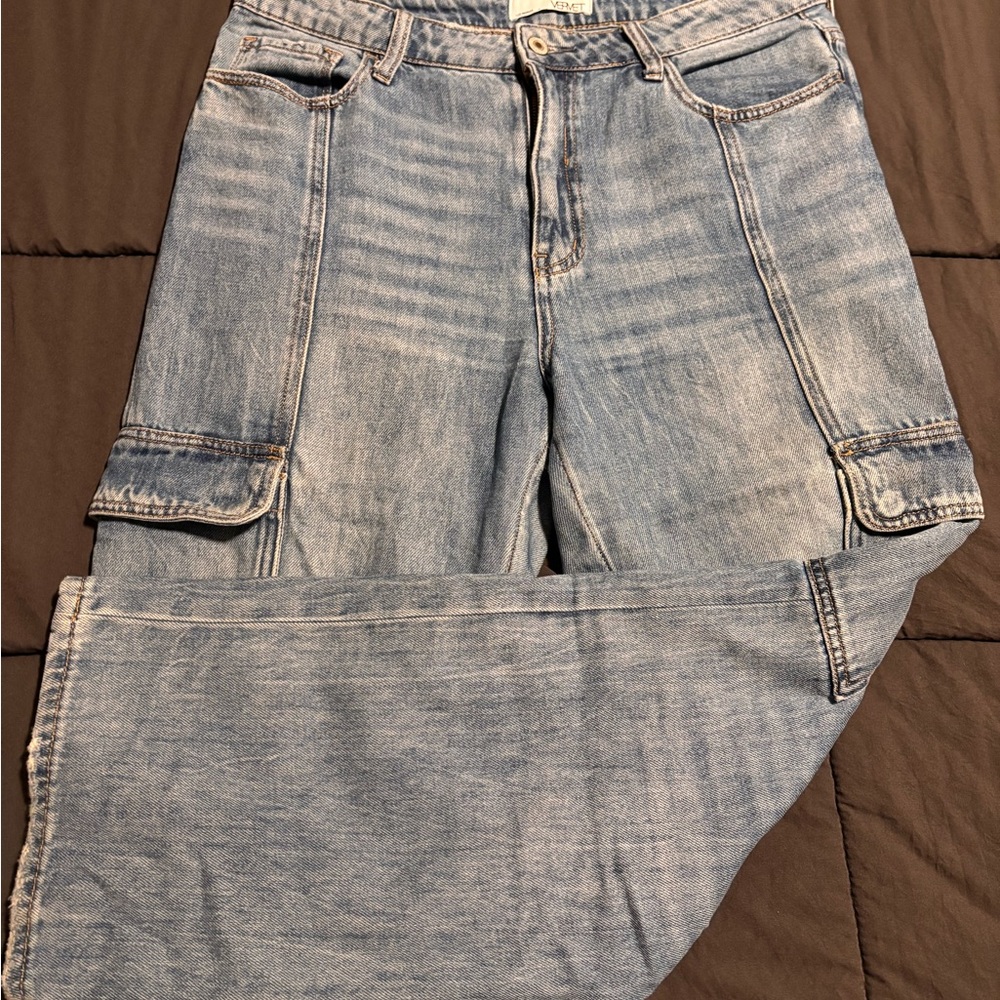 Light Blue Denim Cargo Jeans